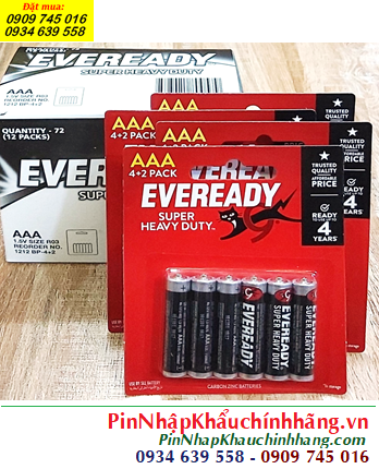 COMBO MUA 01HỘP 12vỉ (72viên) Pin AAA 1.5v Eveready 1212-BP6 Heavy Duty _Giá 348.000/ 72viên